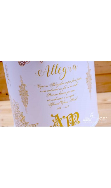 Trusou botez alb cu gold elegant si special cu broderie customizata Boho 21